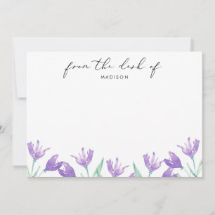 Cartão De Notas Flores de Lilás em Aquarela Personalizadas