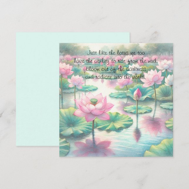 Cartão De Notas Flores de Lotus e Cotação (Frente/Verso)