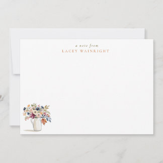 Cartão De Notas Flores de Outono Aquarela Personalizada