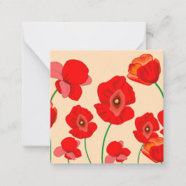 Cartão De Notas Flores de Papoula Vermelha