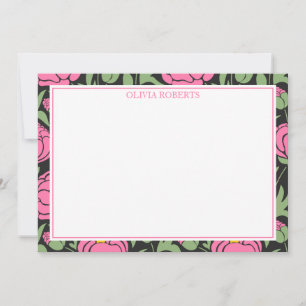 Cartão De Notas Flores de Península Rosa Personalizadas