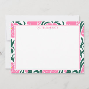 Cartão De Notas Flores de Península Rosa Personalizadas