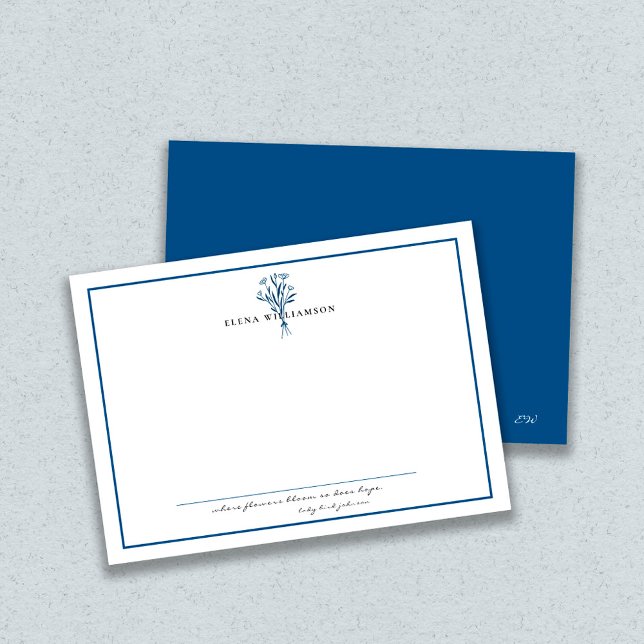 Cartão De Notas Flores de Quadro Azul e Esperança do Marinho Moder (Criador carregado)