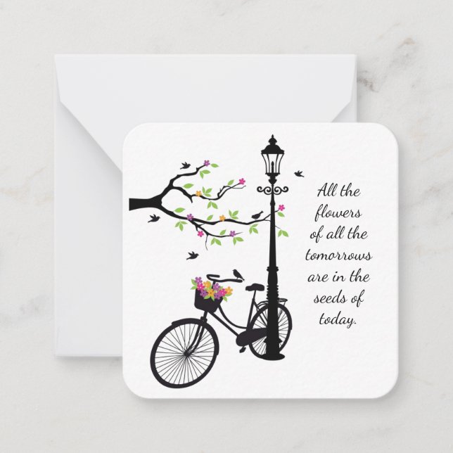 Cartão De Notas Flores e aves (Frente)