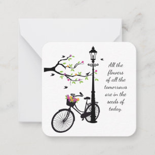 Cartão De Notas Flores e aves