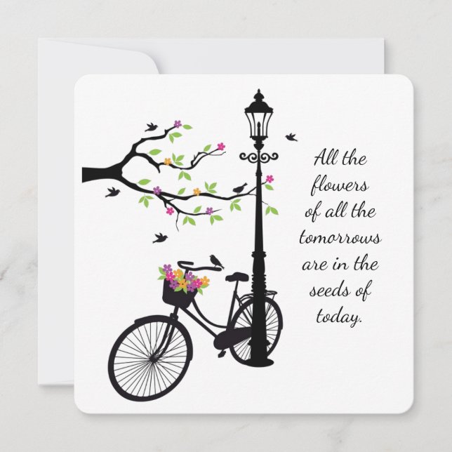 Cartão De Notas Flores e aves de bordo 5x5 (Frente)