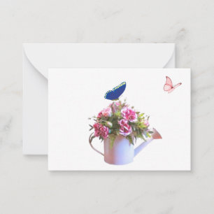 Cartão De Notas Flores E Borboletas