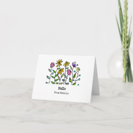 Cartão De Notas Flores Selvagens Amarelas Roxas Personalizadas Olá