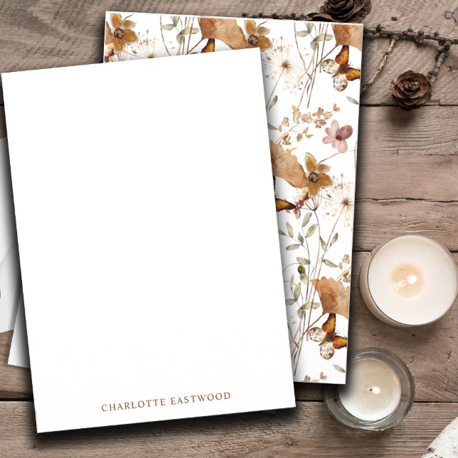 Cartão De Notas Flores Selvagens Personalizadas Elegante (Criador carregado)