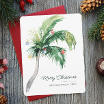 Cartão De Notas Floresta Tropical de Palma de Feliz Natal<br><div class="desc">Um moderno cartão de saudação simples,  de na moda,  com tipografia moderna e manuscrita com palma de árvore decorada. Personalize facilmente esta placa clicando no botão "Personalizar".</div>