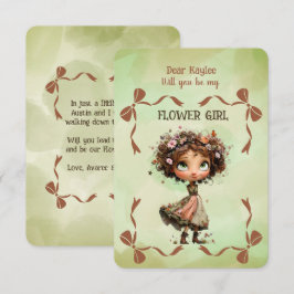 Cartão De Notas Flower Girl Invitation Floral Green Watercolor