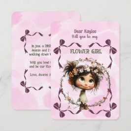 Cartão De Notas Flower Girl Invitation Floral Pink Watercolor