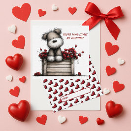 Cartão De Notas Fluffy Dog Valentine Card for Kids