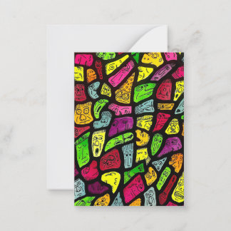 Cartão De Notas Fluorescent Cartoon Weird Faces Drawing