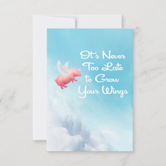 Cartão De Notas Flying Pig Grow Your Wings Flat Note Card (Frente)
