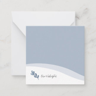 Cartão De Notas Folha Azul Elegante Personalizada