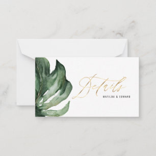 Cartão De Notas Folhagem de folha de palma de aquarela e detalhes