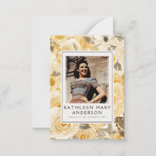 Cartão De Notas Folhas Amarelas Foto Funeral Memorial Prayer Card