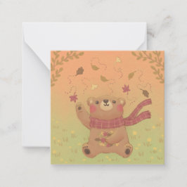 Cartão De Notas Folhas de outono do Urso de Teddy