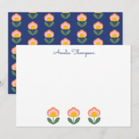 Folk Dinamarquês Flor Azul Nome Personalizado