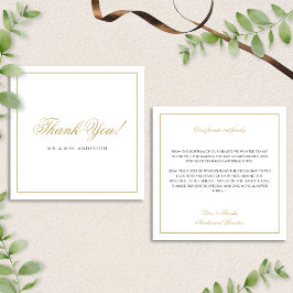 Cartão De Notas Formal Clássico Negro e Dourado Casamento Obrigado