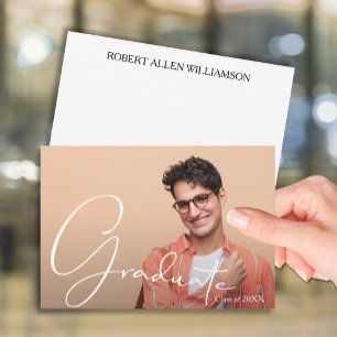 Cartão De Notas Formando de fotos personalizado plano