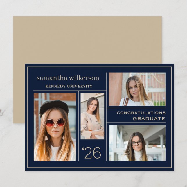 Cartão De Notas formando de Parabéns de Colagem de Fotografias (Frente/Verso)