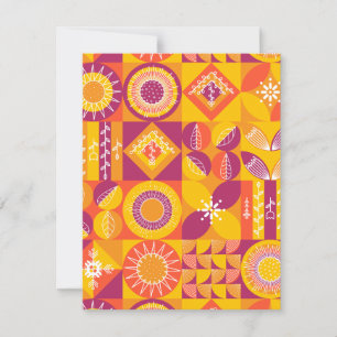 Cartão De Notas Formas Geométricas em Laranja, Dourado e Roxo