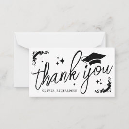 Cartão De Notas Formatura Personalizada Elegante Estrelas e Boina 
