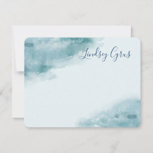 Cartão De Notas Fosco Azul Icy Watercolor