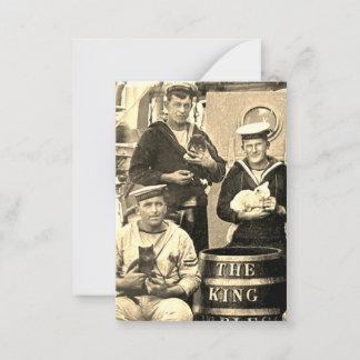 Cartão De Notas Foto Antiga Vintage 3 Marinheiros Segurando Gatos