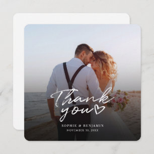 Cartão De Notas Foto Chic Moderna com Letra Mão Obrigado