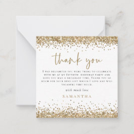 Cartão De Notas Foto da Mini Dourada Glitter Fortieth Muito Obriga