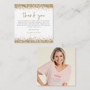 Cartão De Notas Foto da Mini Dourada Glitter Fortieth Muito Obriga