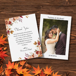 Cartão De Notas foto de agradecimento de casamento de outono flora