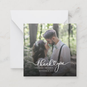 Cartão De Notas Foto De Casamento Carta De Mão Obrigado