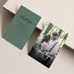 Cartão De Notas Foto De Casamento Com Letra De Mão Nos Recém-Casos