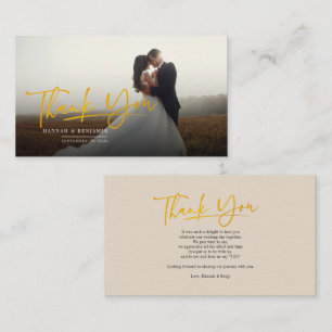 Cartão De Notas Foto De Casamento Com Letra Moderna, Obrigado