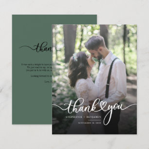 Cartão De Notas Foto De Casamento Com Letra Moderna, Obrigado
