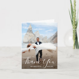 Cartão De Notas Foto De Casamento Dobrada Obrigado