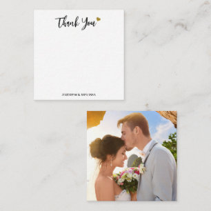 Cartão De Notas Foto De Casamento Dourado E Preto Minimalista Obri