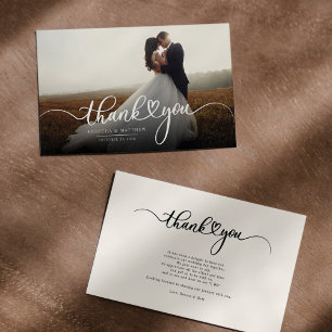 Cartão De Notas Foto De Casamento Elegante - Carta De Obrigada