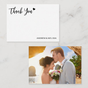 Cartão De Notas Foto de casamento elegante Obrigado Casal de recém