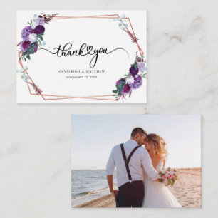 Cartão De Notas Foto De Casamento Floral Purple De Orçamento Muito