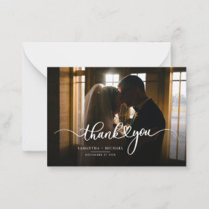 Cartão De Notas Foto de Casamento Moderno Obrigado