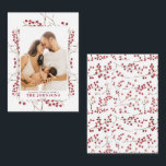 Cartão De Notas Foto de Natal Mini Winter Red Berry Watercolor<br><div class="desc">Apresentando nossa nova placa de fotos de Natal da Mini Winter Red Berry Watercolor! Esta bela placa 3.5x2.5 apresenta a sua foto vertical favorita (orientação do retrato), com trabalho de arte de aquarela e um quadro de orvalho de inverno. É facilmente personalizado e todos os campos de texto podem ser...</div>