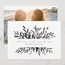 Cartão De Notas Foto de Proposta de Bridesmaid Botânica Minimalist