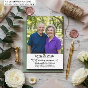 Cartão De Notas Foto de Salvar a Data dos 70 Anos de Casamento