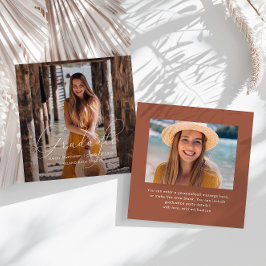 Cartão De Notas Foto de Script de Formando Elegante Terracotta