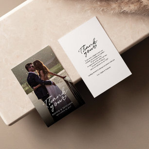 Cartão De Notas Foto do Dia de Casamento Moderno com Letra de Mão 